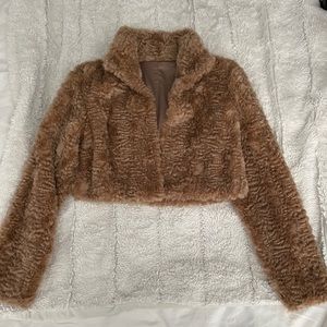 Reformation Cropped Faux Fur Jacket